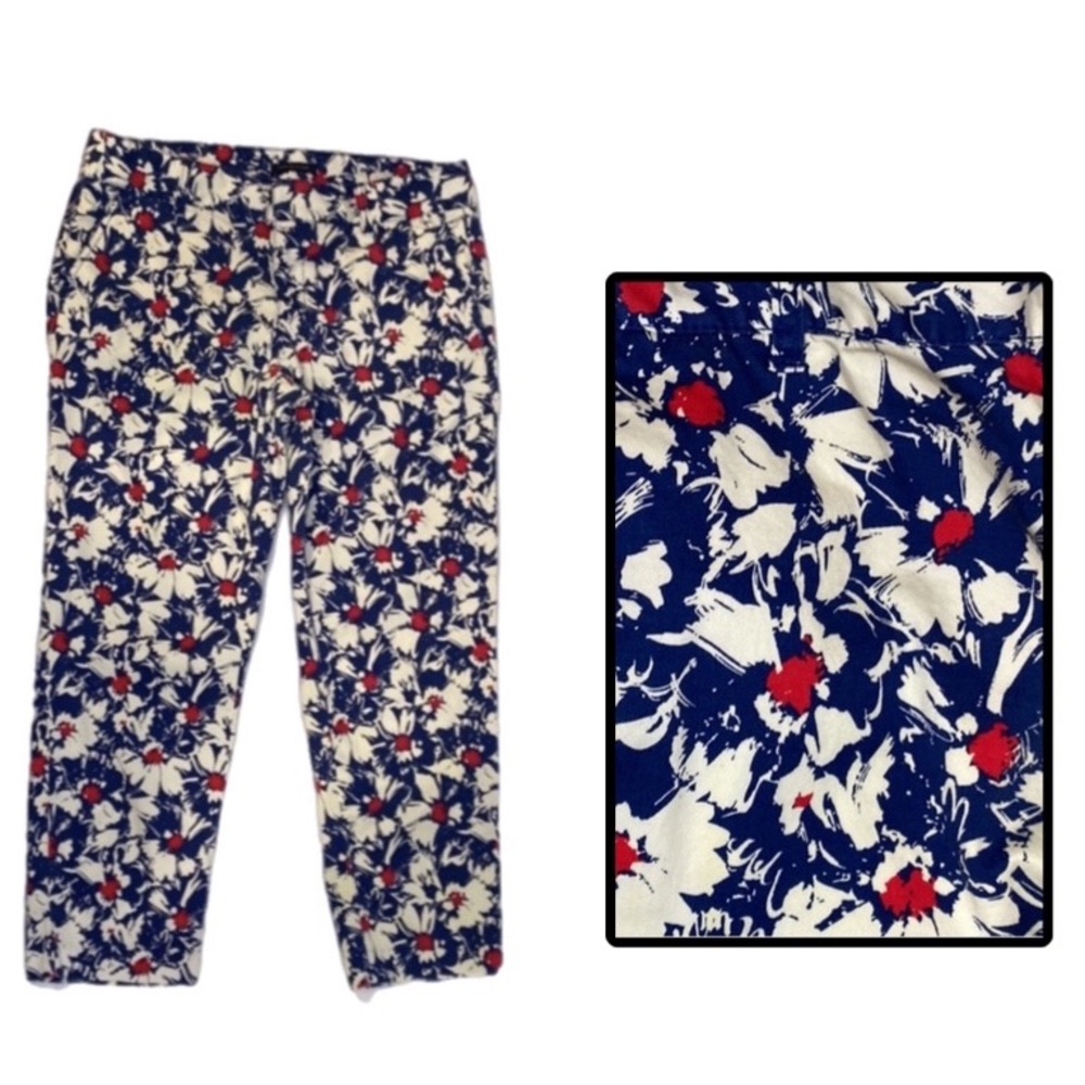 TOMMY HILFIGER “Parker” USA Cropped Pants - Red White & Blue Floral - Size 8